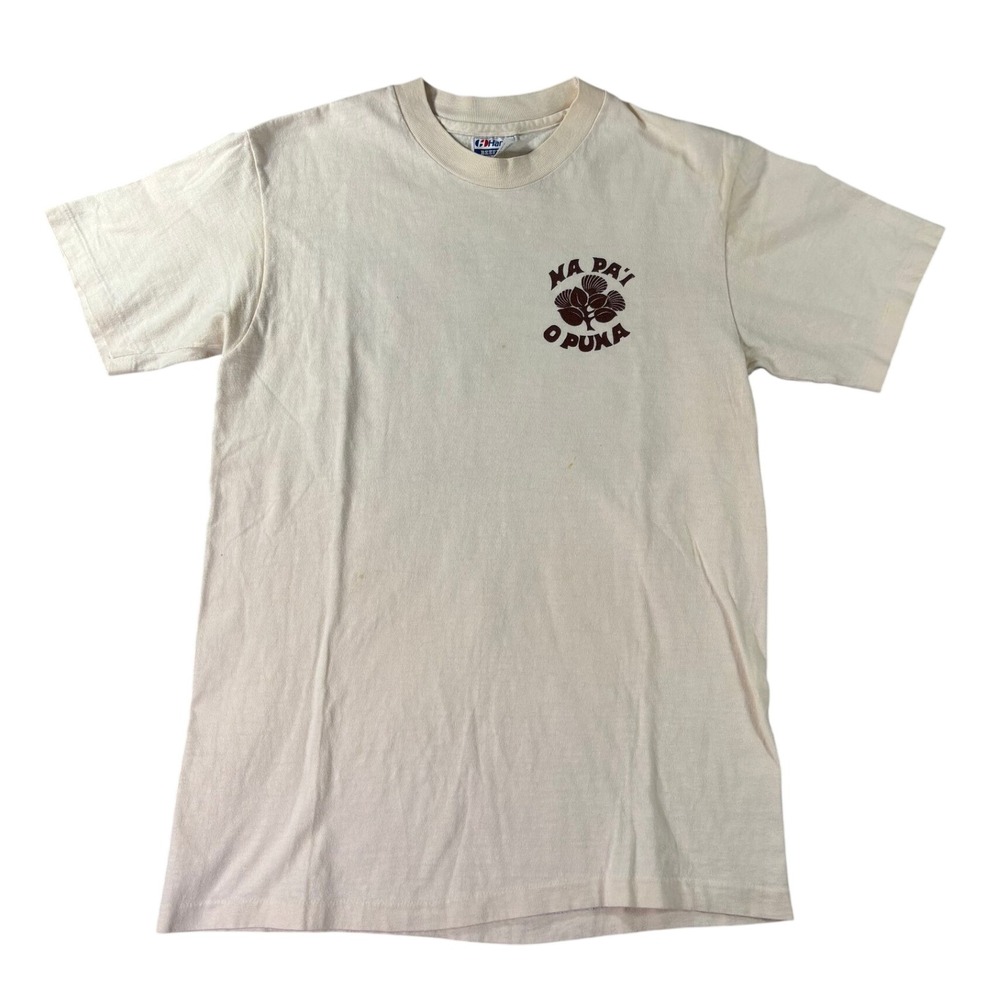 Vintage 1986 Dietrich Varez Hane Beefy-T Hawaii Na Pa'i O Puna Ahi Shirt Cream S